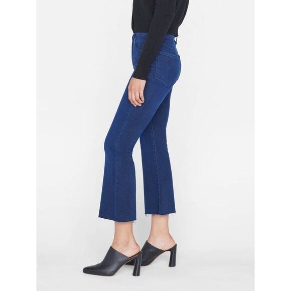 FRAME Le Crop Flare Raw After High Rise Cropped Button Fly Jeans Fiona 26 US 2 - Picture 4 of 7